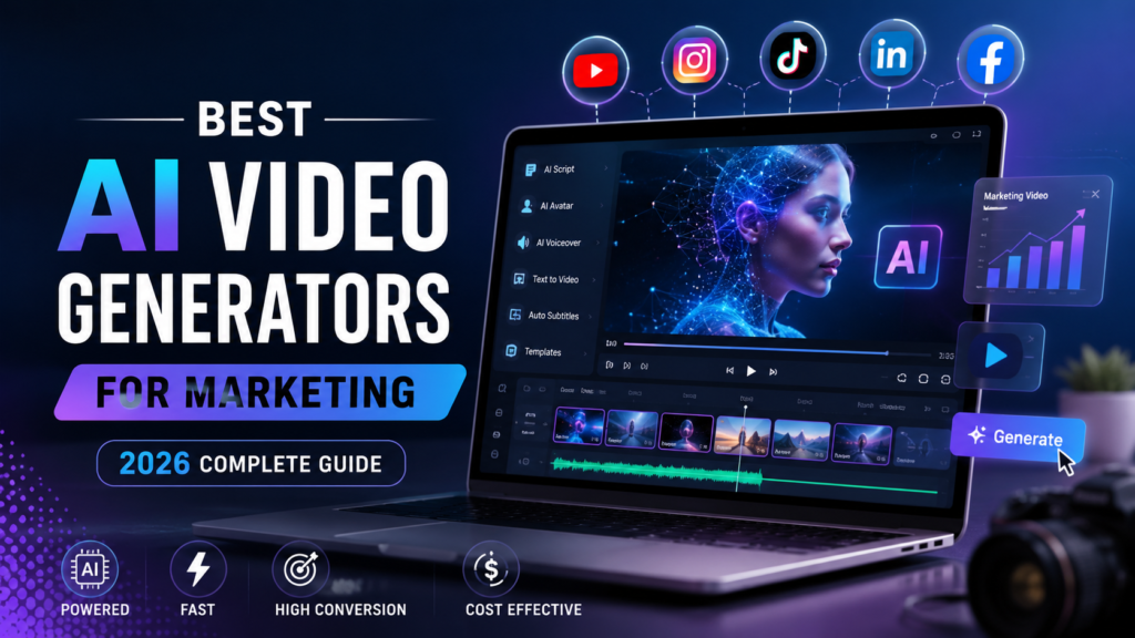 Best AI Video Generators for Marketing showing AI-powered video creation tools for businesses and content creators