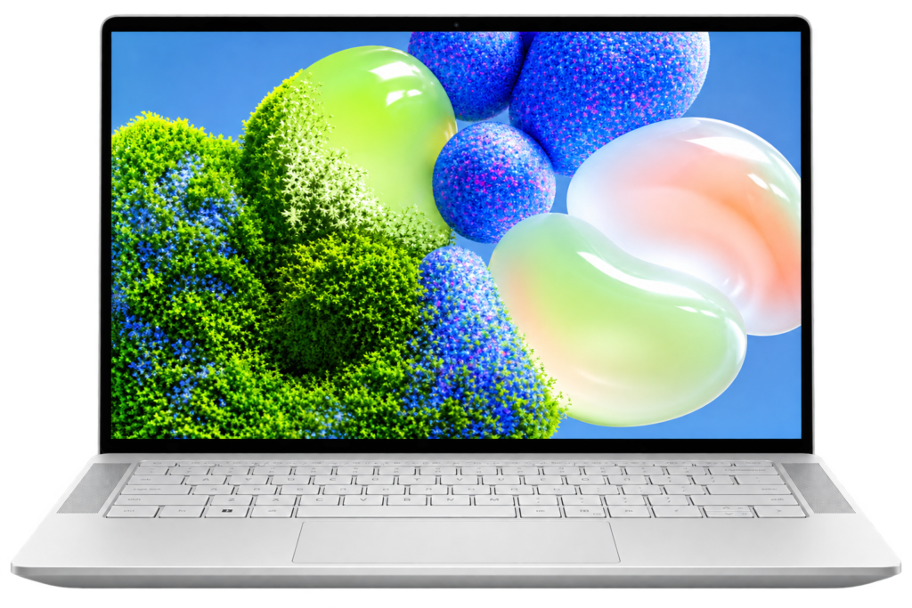 Silver laptop with colorful display for Best AI Laptops in India