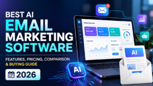 Best AI email marketing software dashboard showing automation, analytics, personalization, and campaign optimization tools.