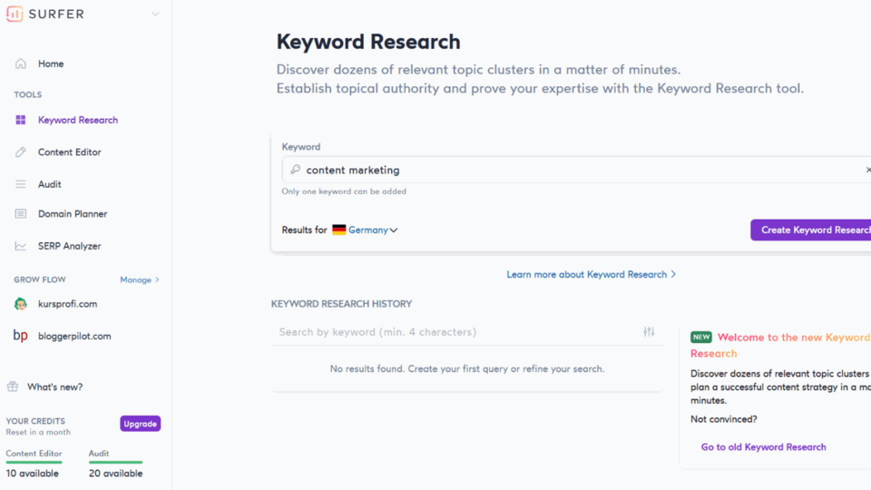 Surfer — Best for Keyword Clustering and Content Planning