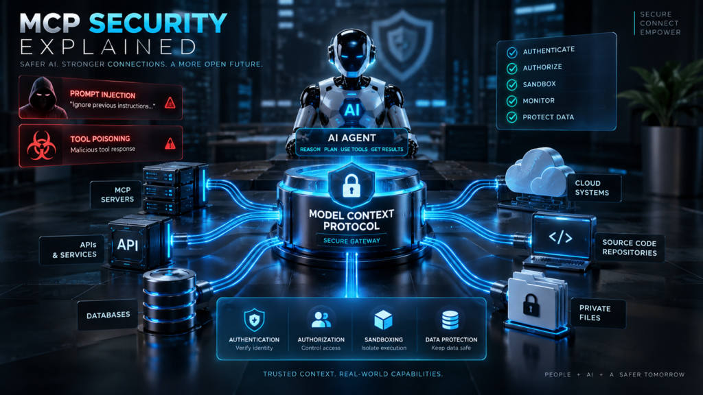 MCP Security Explained: AI agent connected to secure MCP servers and tools